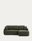 Laira 3-seater sofa bed with right chaise longue in dark green chenille 246cm FSC Mix Credit