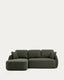 Laira 3-seater sofa bed with left chaise longue in dark green chenille 246cm FSC Mix Credit