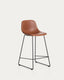 Zahara stool in brown polyurethane with steel legs with black finish 76cm FSC 100%