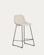 Zahara stool in beige chenille with steel legs with black finish 65cm FSC 100%