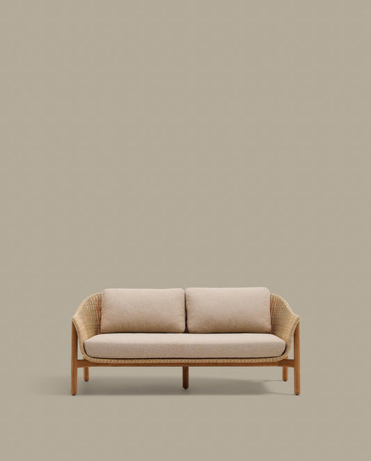 Galea 2-seater sofa in FSC 100% solid teak wood and synthetic rattan 170,5cm