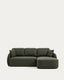 Laira 3-seater sofa bed with right chaise longue in dark green chenille 246cm FSC Mix Credit