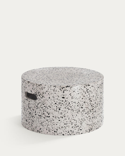 Jenell outdoor terrazzo coffee table in white, Ø 52 cm