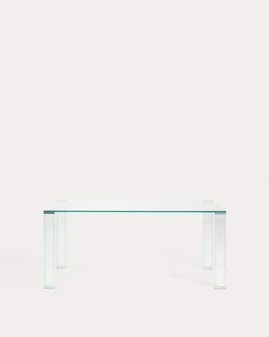 Adularia table in clear tempered glass 160 x 90cm