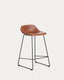 Zahara stool in brown polyurethane with steel legs with black finish 76cm FSC 100%
