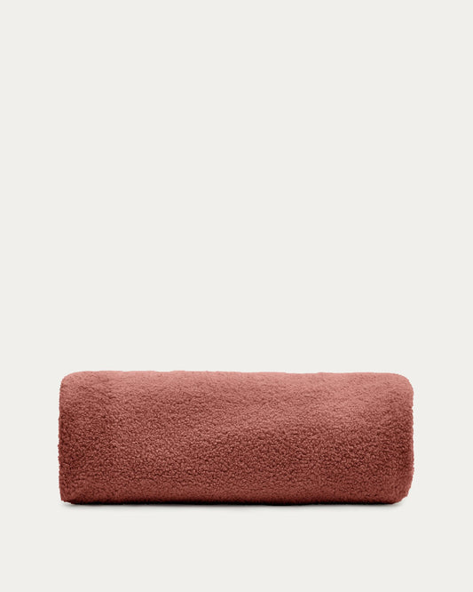 Kaeli footrest cover in terracotta bouclé Ø 120 cm