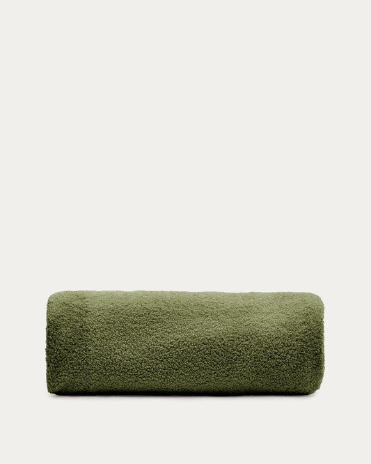Kaeli footrest cover in green bouclé Ø 120 cm