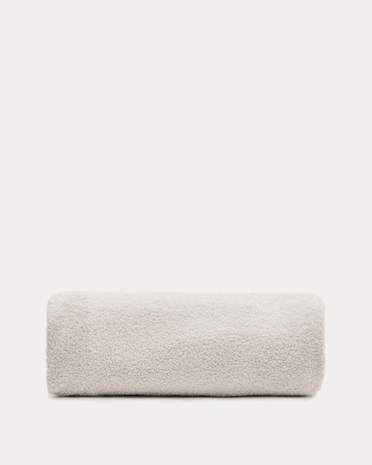 Kaeli footrest cover in ecru bouclé Ø 120 cm