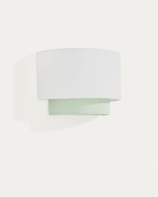 Bianella cotton and turquoise corduroy wall light Ø 40cm