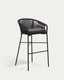 Yanet stool made from black cord and galvanised steel, height 80 cm