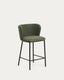 Ciselia dark green thick chenille stool with black finish steel legs FSC Mix Credit 65cm
