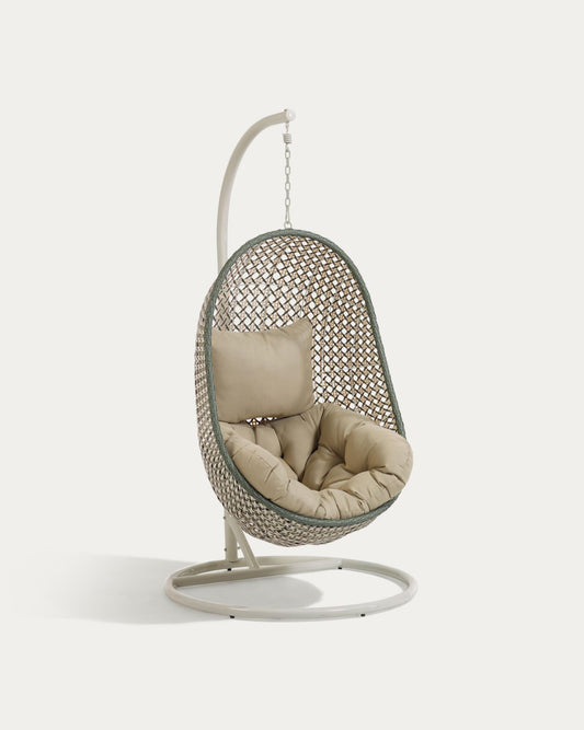 Hanging armchair with light grey Cira multicolour base