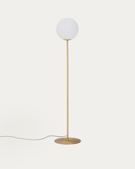 Brisia metal floor lamp with brushed brass finish and 1 frosted glass ball Ø30cm