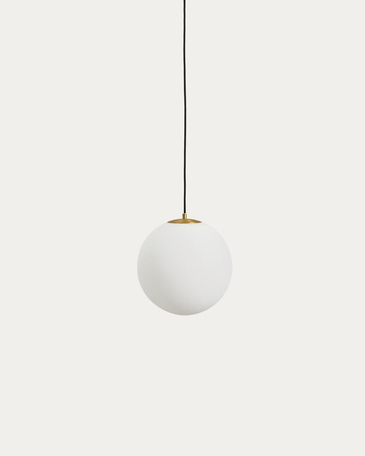 Brisia metal ceiling lamp with brushed brass finish and 1 frosted glass ball Ø30cm