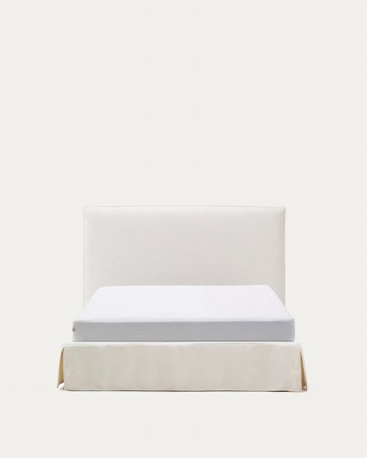 Jaira white chenille bed with removable cover for mattress 150x190cm FSC Mix Credit