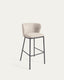 Ciselia stool in beige chenille and black steel legs height 75 cm FSC Mix Credit