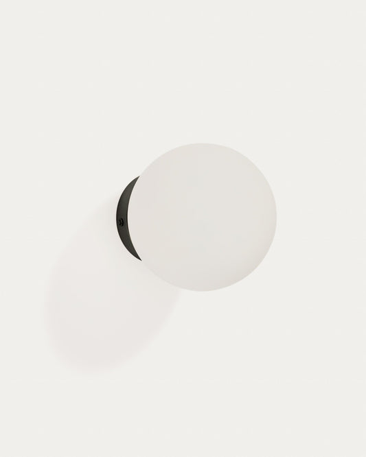 Brisia metal wall lamp with black finish and 1 frosted glass ball Ø15cm