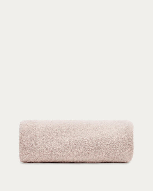 Kaeli footrest cover in pink bouclé Ø 90 cm