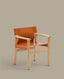 Jan chair made of light brown recycled leather fibres and FSC 100% solid ash wood with natural tone finish