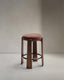 Granite fire-retardant stool in brown chenille and solid ash wood with walnut-coloured finish FSC 100% 75cm