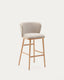 Ciselia stool beige chenille and solid ash wood natural tone finish FSC Mix Credit 75 cm
