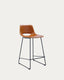 Zahara bar stool in brown polyurethane with steel and black finish height 65 cm FSC 100%