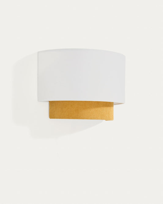 Bianella cotton and mustard corduroy wall light Ø 40cm