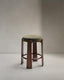 Granite stool in green chenille and solid ash wood with walnut-coloured finish FSC 100% 65cm
