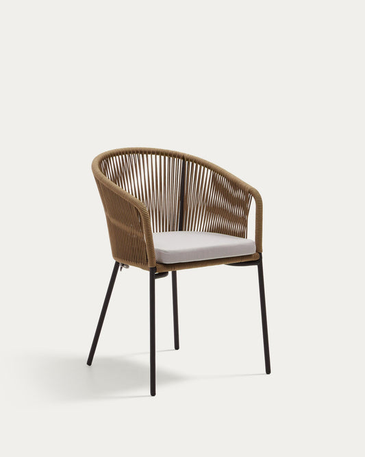 Yanet beige rope chair with galvanised steel legs