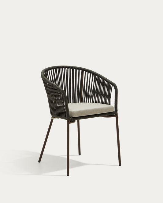 Yanet green rope chair with galvanised steel legs