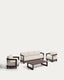 Nerano set with 3-seater sofa, 2 armchairs and coffee table in tempered glass and brown aluminium