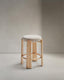Granite stool in beige chenille and solid ash wood with natural tone finish FSC 100% 65cm