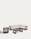 Nerano set with 5-seater corner sofa, armchair and coffee table in tempered glass and brown aluminium