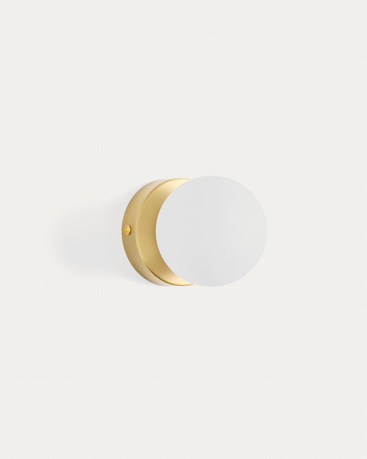 Brisia metal wall lamp with brushed brass finish and 1 frosted glass ball Ø8cm