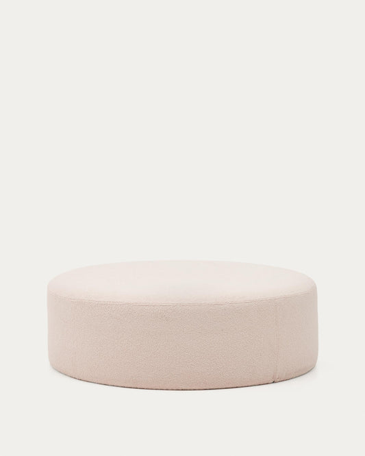 Kaeli footrest with removable cover in pink bouclé Ø 120 cm