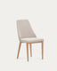 Rosie chair in beige chenille with solid ash wood legs in a natural finish