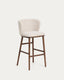 Ciselia beige chenille stool with solid ash wood legs with walnut-coloured finish FSC Mix Credit 75cm