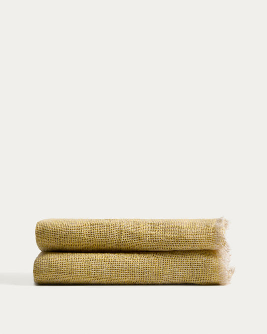 Aderin yellow linen blanket 130 x 170cm
