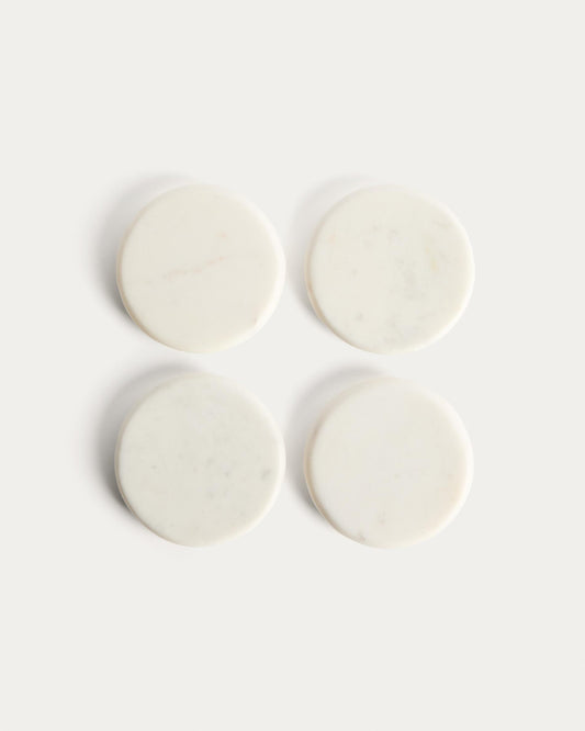 Erefi set of 4 white marble coasters