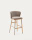 Ciselia stool brown chenille and solid ash wood natural tone finish FSC Mix Credit 75 cm