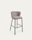Ciselia stool in light brown chenille and black steel legs 75 cm FSC Mix Credit