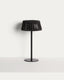 Aldet outdoor solar table lamp in black flat rope cord with metal stand