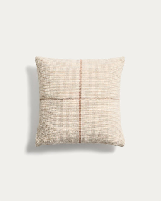 Atima beige 100% PET jacquard cushion cover 45 x 45cm