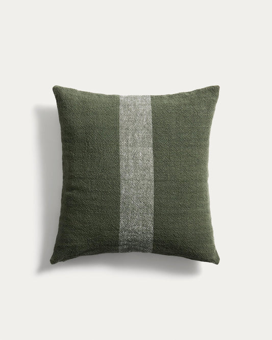 Nurei green cotton and linen cushion cover 50 x 50cm