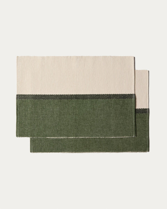 Tari set of 2 green 100% cotton placemats 35 x 50 cm