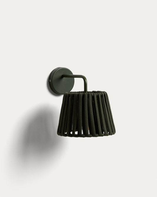 Aldet green outdoor wall light in flat rope cord and metal