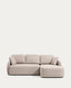 Laira 3-seater sofa bed with right chaise longue in beige chenille 246cm FSC Mix Credit