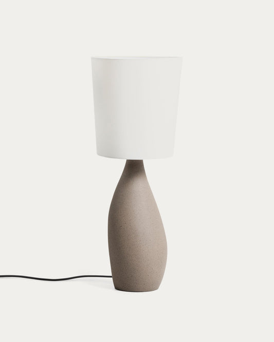 Viona large table lamp with textured stone effect and cotton lampshade