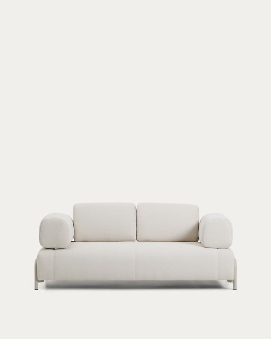 Compo 2-seater sofa in ecru chenille with beige metal frame 200 cm FSC Mix Credit