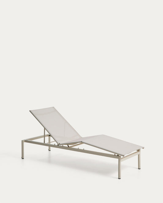 Stackable sun lounger Lesina in ecru aluminium and texteline
